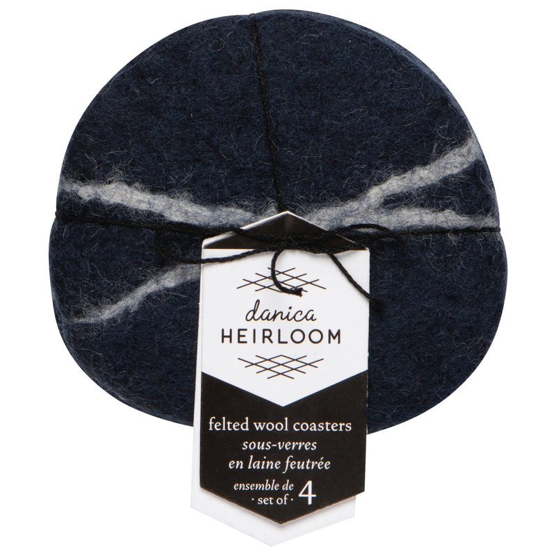 Heirloom - Striato Felt Wool Coasters Set of 4 - Midnight Home & Kitchen