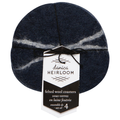 Heirloom - Striato Felt Wool Coasters Set of 4 - Midnight Home & Kitchen