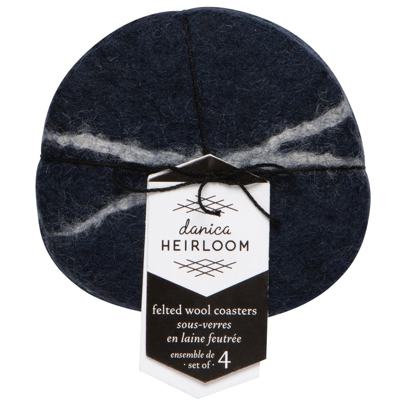 Heirloom - Striato Felt Wool Coasters (Set of 4) - Midnight