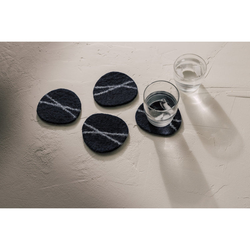 Heirloom - Striato Felt Wool Coasters Set of 4 - Midnight Home & Kitchen