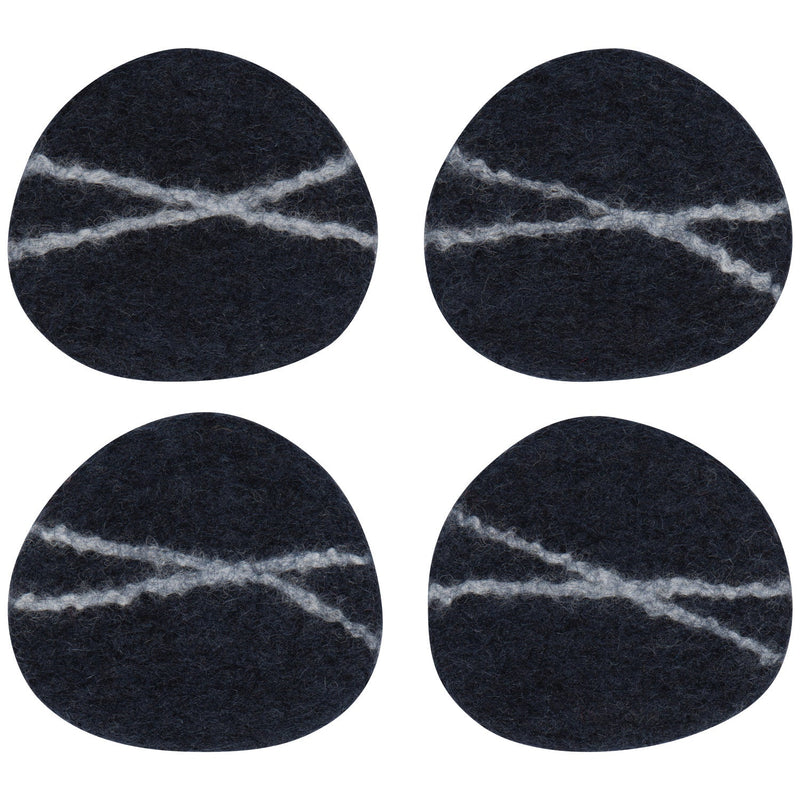 Heirloom - Striato Felt Wool Coasters Set of 4 - Midnight Home & Kitchen