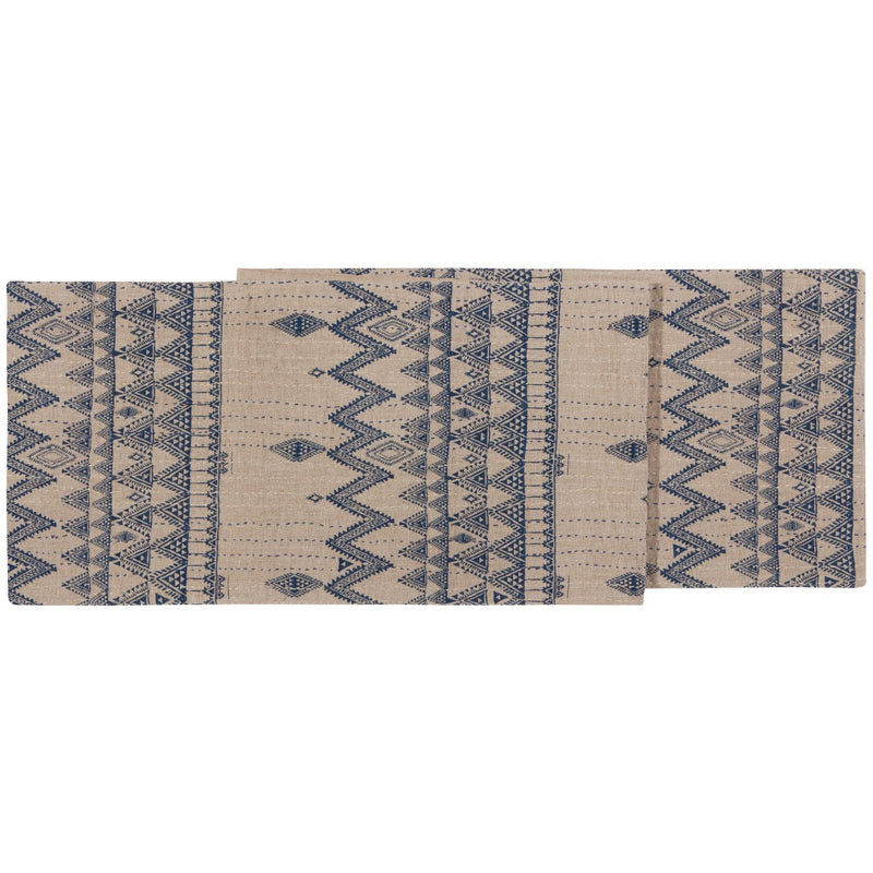 Heirloom - Table Runner Linen Kantha Enigma | Blue Home & Kitchen