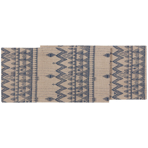 Heirloom - Table Runner Linen Kantha Enigma | Blue Home & Kitchen
