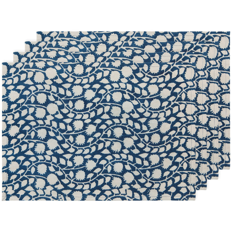 Heirloom - Vinebloom Block Print Placemats Set of 4 Home & Kitchen
