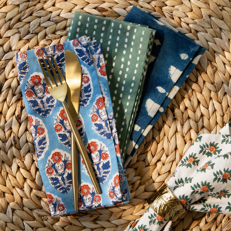 Heirloom - Vista Block Print Napkins Set of 4 Home & Kitchen