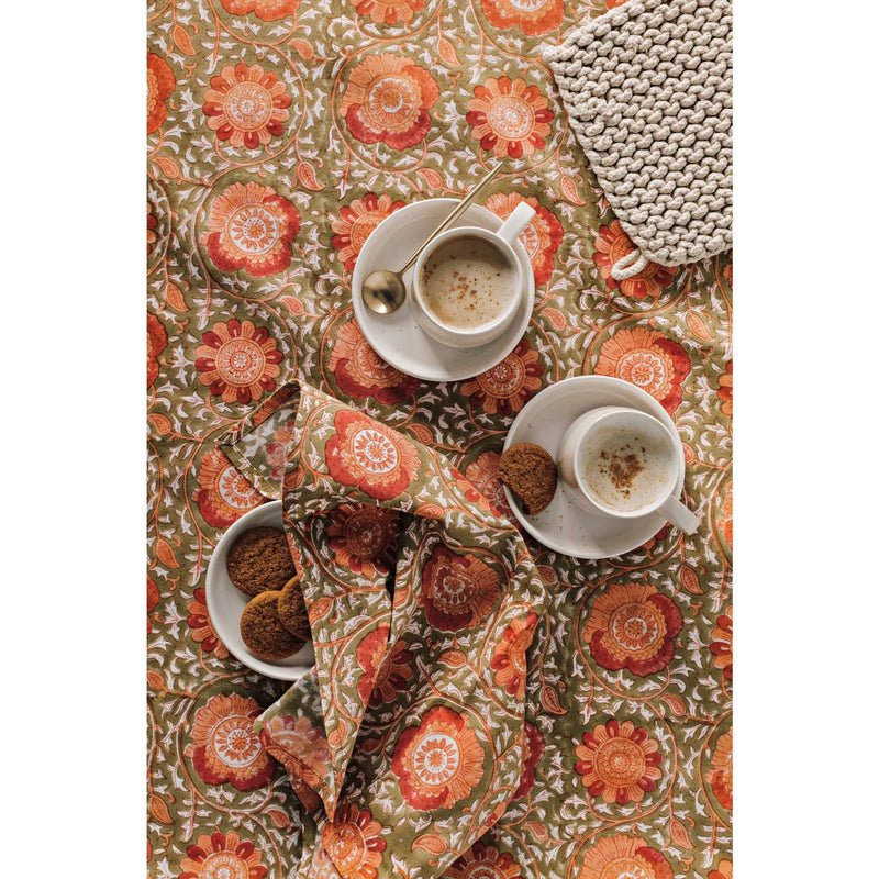 Heirloom - Zinnia Block Print Napkins Set of 4 Home & Kitchen