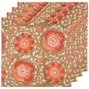 Heirloom - Zinnia Block Print Napkins Set of 4 Home & Kitchen