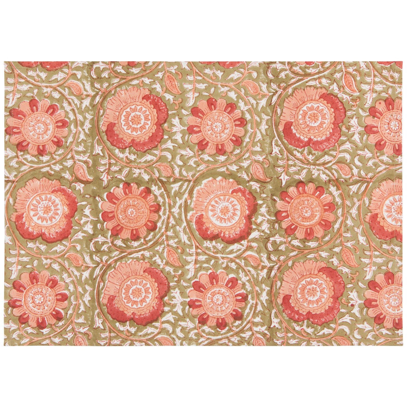 Heirloom - Zinnia Block Print Placemats Set of 4 Home & Kitchen