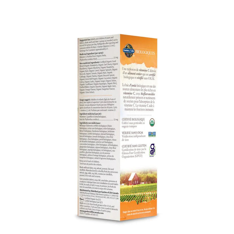 Hoopers - Garden of Life - Mykind Organics - Vitamin C Organic Spray - Orange - Tangerine - 58 mL Health & Wellness
