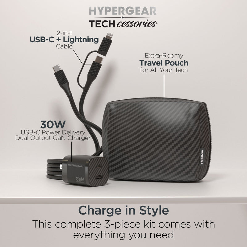 HyperGear - TECHcessories Charging Kit | 30W, Carbon Fibre