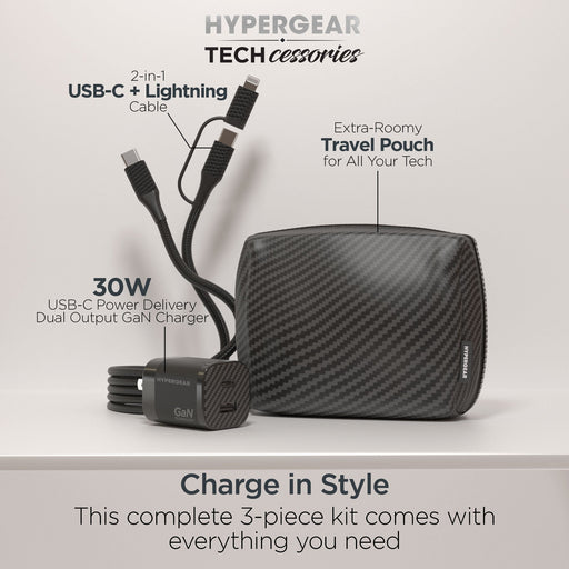 HyperGear - TECHcessories Charging Kit | 30W, Carbon Fibre
