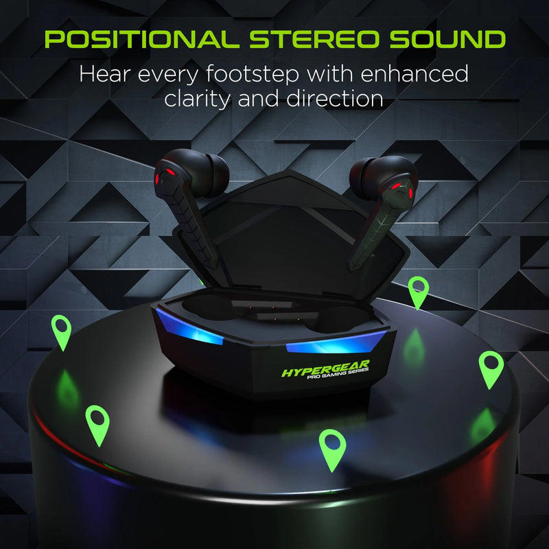 HyperGear - Hypergear Gaming Earbuds Bluetooth Cobrastrike Passive Noise Cancelling 25Hr Playtime Built In Mic Touch Sensor Controls Charging Case - Black Electronics