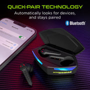 HyperGear - Hypergear Gaming Earbuds Bluetooth Cobrastrike Passive Noise Cancelling 25Hr Playtime Built In Mic Touch Sensor Controls Charging Case - Black Electronics