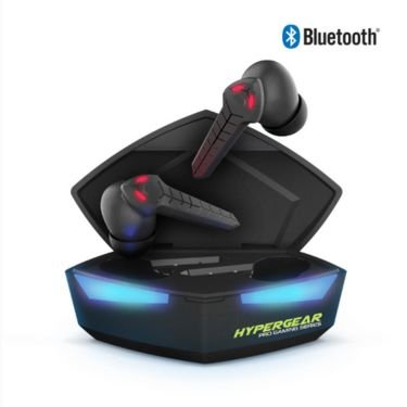 HyperGear - Hypergear Gaming Earbuds Bluetooth Cobrastrike Passive Noise Cancelling 25Hr Playtime Built In Mic Touch Sensor Controls Charging Case - Black Electronics