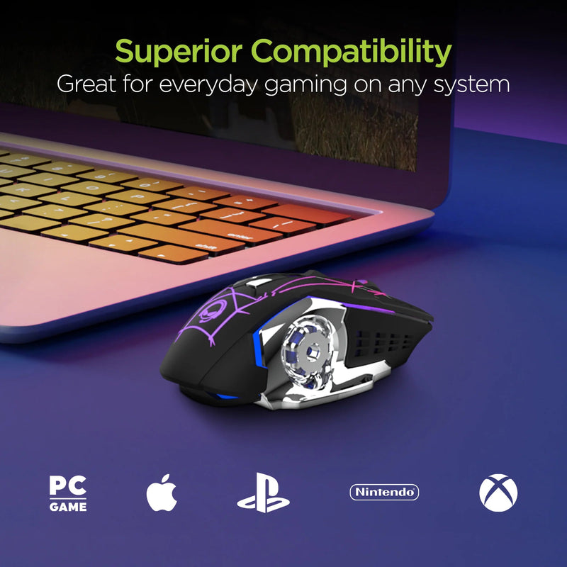 HyperGear - Hypergear Gaming Mouse Wireless 2.4Ghz Chromium 6 Button 1600Dpi 7 Colour Led Pc/Mac - Black Electronics