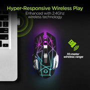 HyperGear - Hypergear Gaming Mouse Wireless 2.4Ghz Chromium 6 Button 1600Dpi 7 Colour Led Pc/Mac - Black Electronics