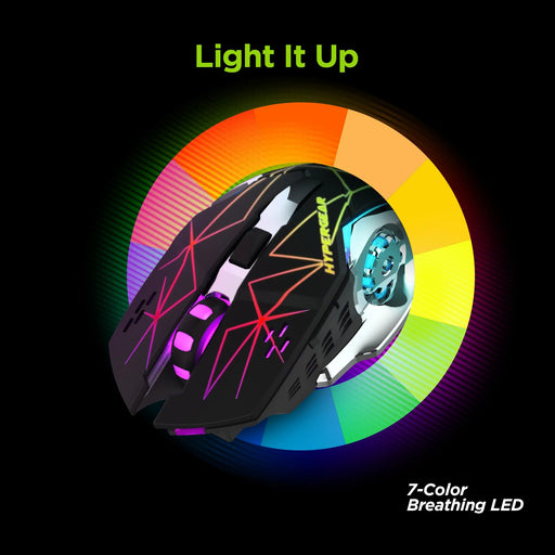 HyperGear - Hypergear Gaming Mouse Wireless 2.4Ghz Chromium 6 Button 1600Dpi 7 Colour Led Pc/Mac - Black Electronics