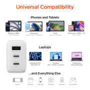 HyperGear - Hypergear Wall Charger 45W Gan 3 Port 2X Usb - C Pd (45W) 1X Usb - A Fast Charge - White Electronics