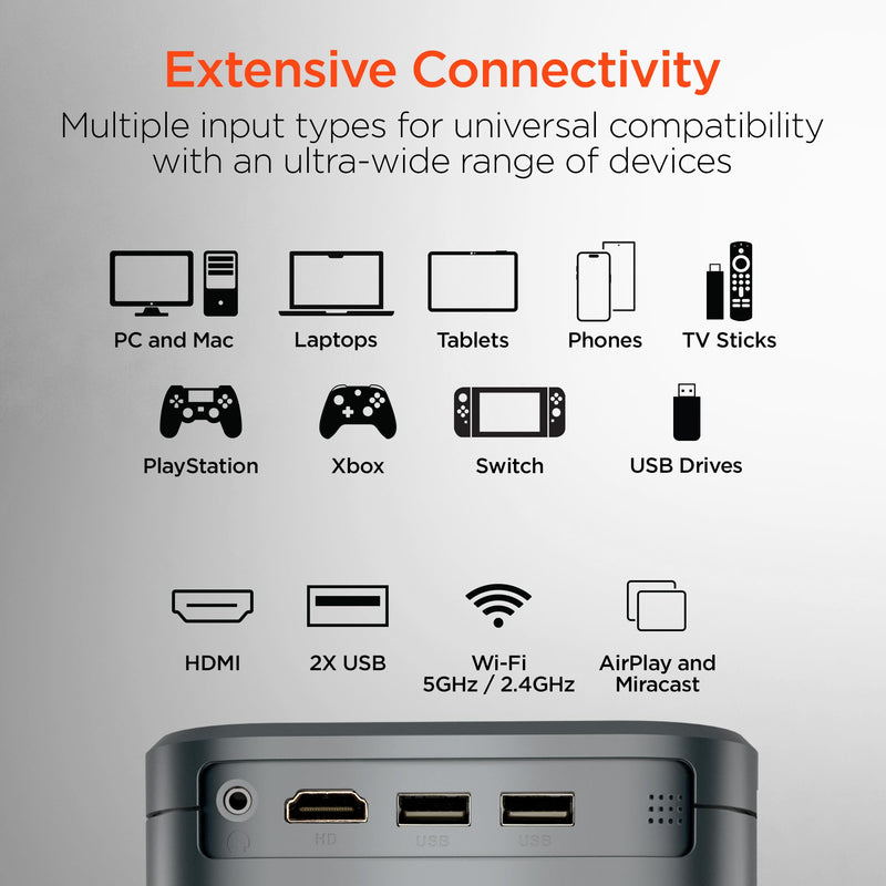 Hypergear - Portable Projector 720p with Bluetooth, Apps & Built - In Speaker
