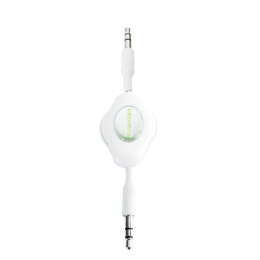 iEssentials - Auxiliary Stereo 35Mm Cable Retractable 33Ft - White - Limolin 