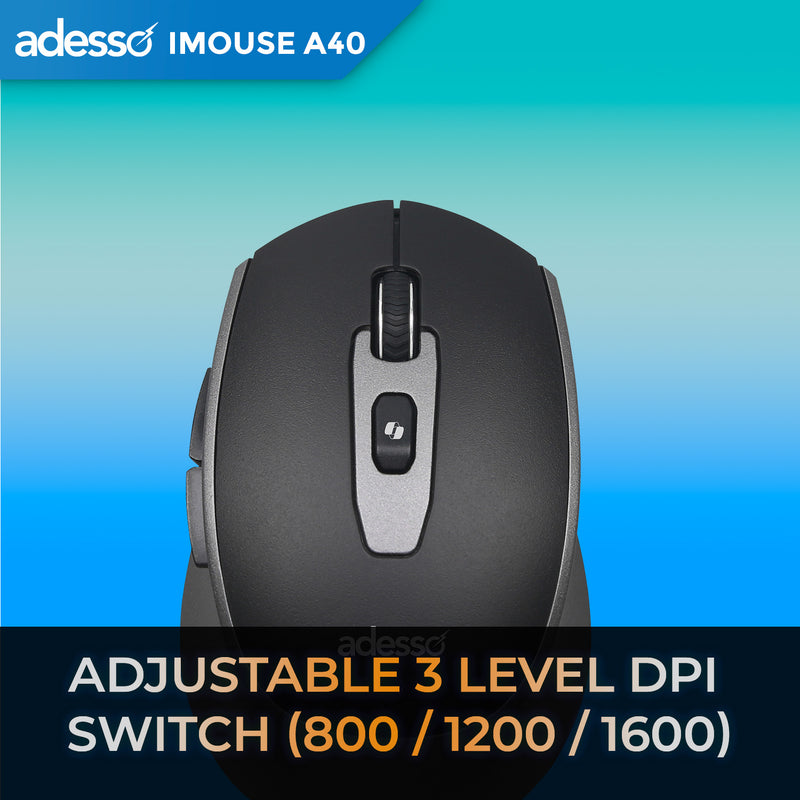 Adesso - Mouse Wireless A40 Bluetooth/2.4Ghz RF with programable AI Hotkey & Quiet Switches