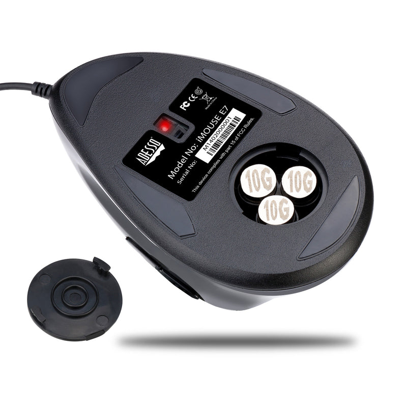 Adesso - Gaming Mouse Wired Vertical E7 6 Buttons Progammable Left Handed up to 6400dpi Adjustable Weight PC/Mac - Black
