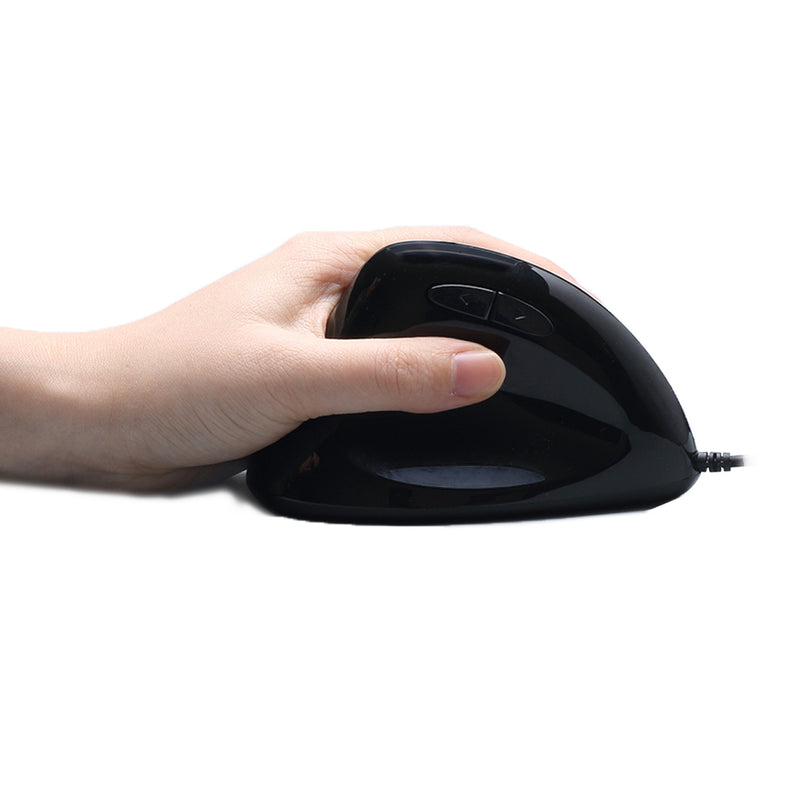 Adesso - Gaming Mouse Wired Vertical E7 6 Buttons Progammable Left Handed up to 6400dpi Adjustable Weight PC/Mac - Black