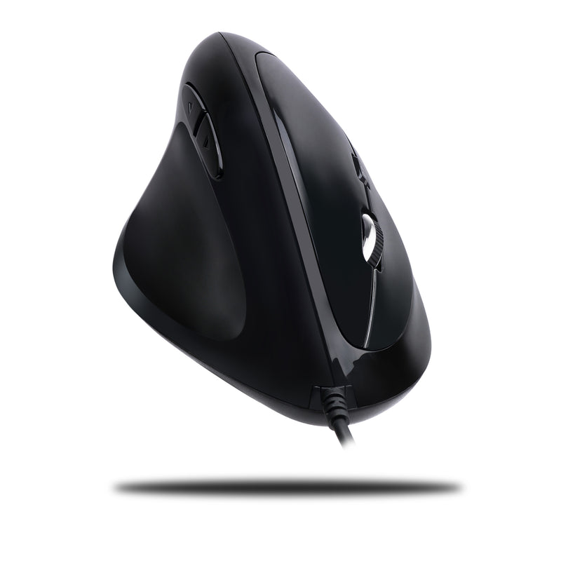 Adesso - Gaming Mouse Wired Vertical E7 6 Buttons Progammable Left Handed up to 6400dpi Adjustable Weight PC/Mac - Black