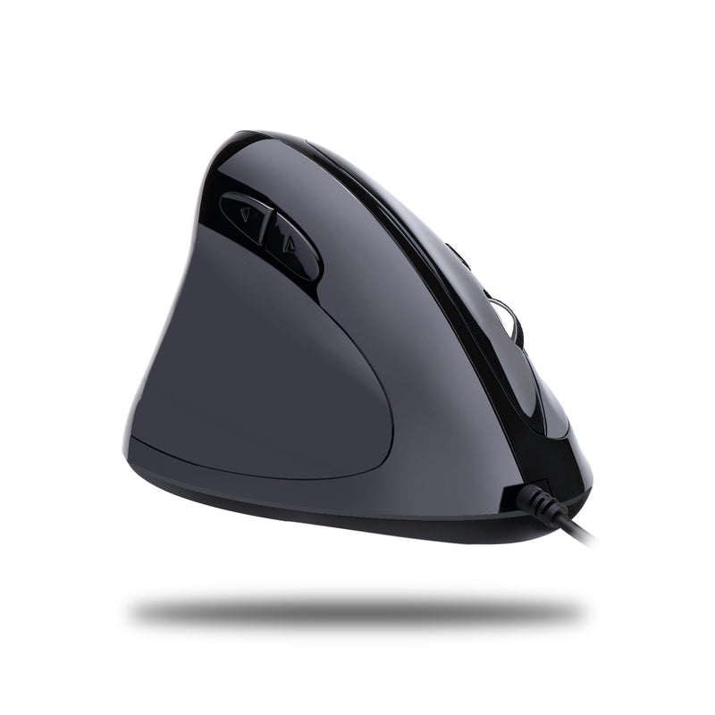 Adesso - Gaming Mouse Wired Vertical E7 6 Buttons Progammable Left Handed up to 6400dpi Adjustable Weight PC/Mac - Black