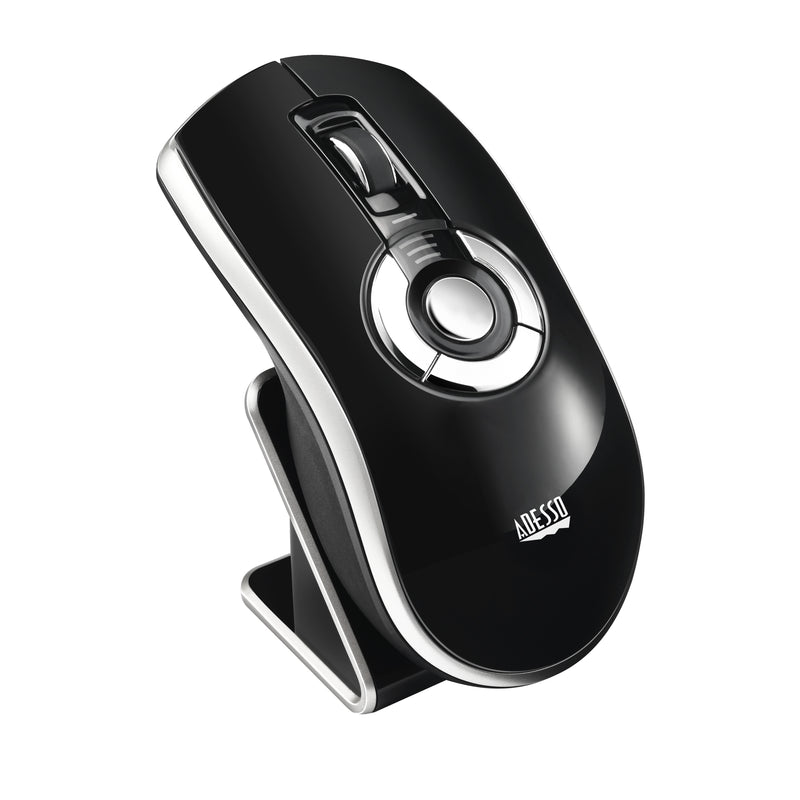 Adesso - Air Mouse Wireless iMouse P20 Elite USB 2.4Ghz Dongle with MotionTools 3 Software for Presentations Mouse/Wireless Presenter PC/Mac - Black & Silver