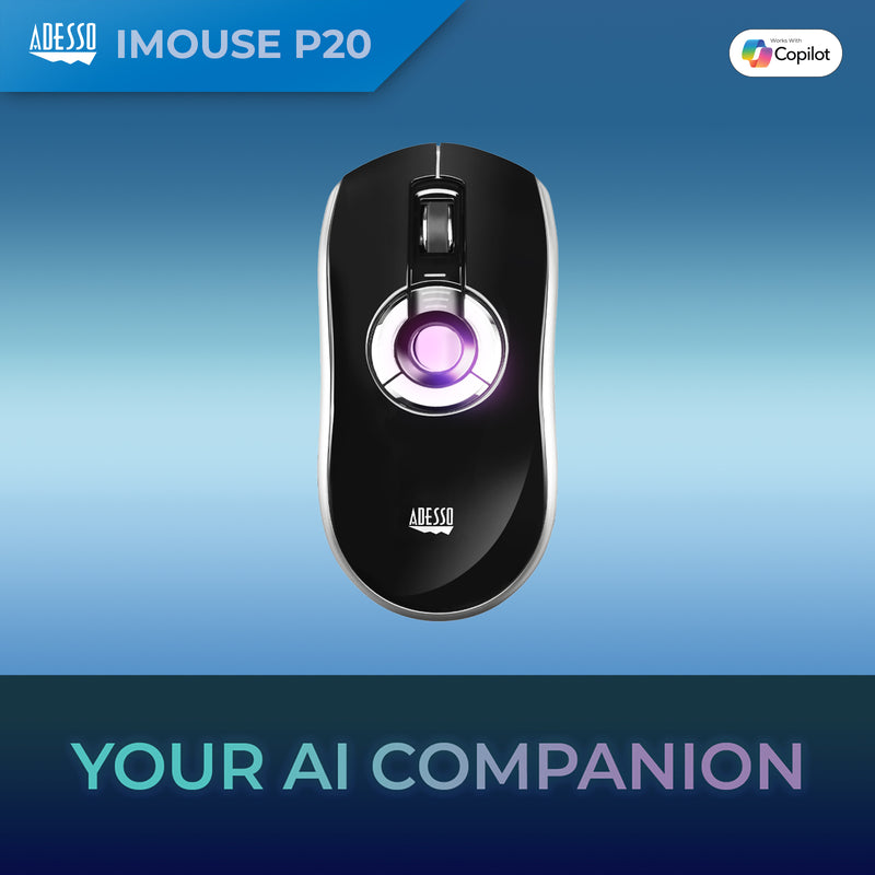 Adesso - Air Mouse Wireless iMouse P20 Elite USB 2.4Ghz Dongle with MotionTools 3 Software for Presentations Mouse/Wireless Presenter PC/Mac - Black & Silver