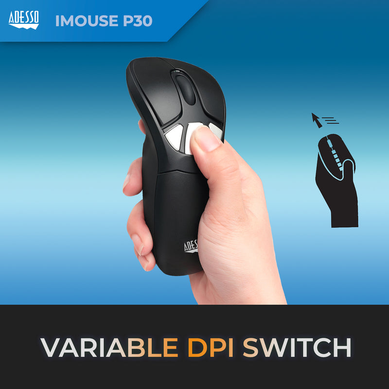 Adesso - Air Mouse Wireless iMouse P30 GO Plus USB 2.4Ghz Dongle with MotionTools 3 Software Mouse/Wireless Presenter with Charging Cradle PC/Mac - Black