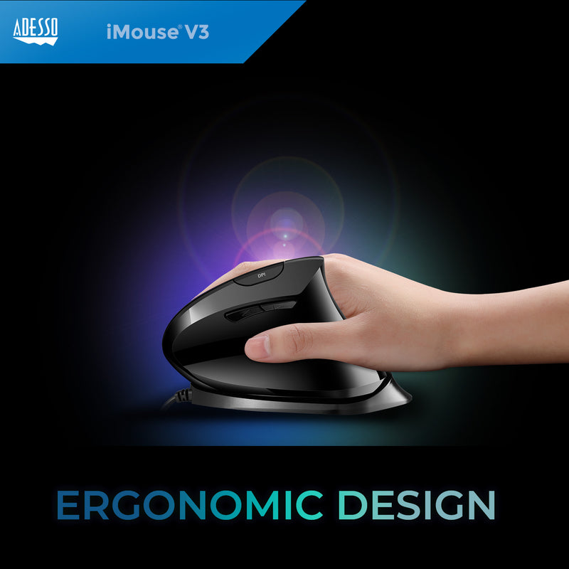 Adesso - Adjustable Vertical Ergonomic Mouse TAA Compliant