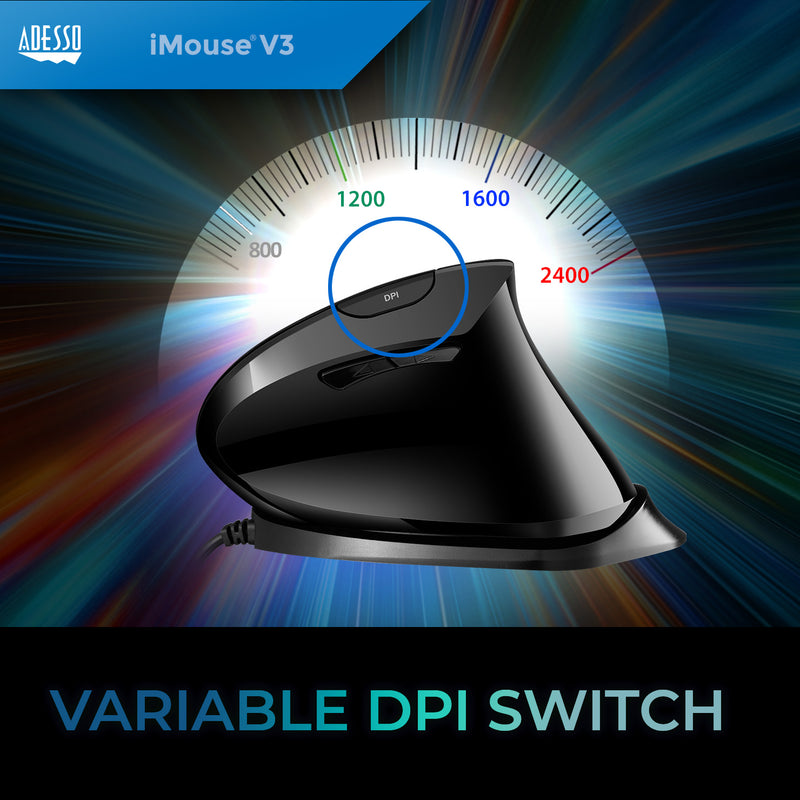 Adesso - Adjustable Vertical Ergonomic Mouse TAA Compliant