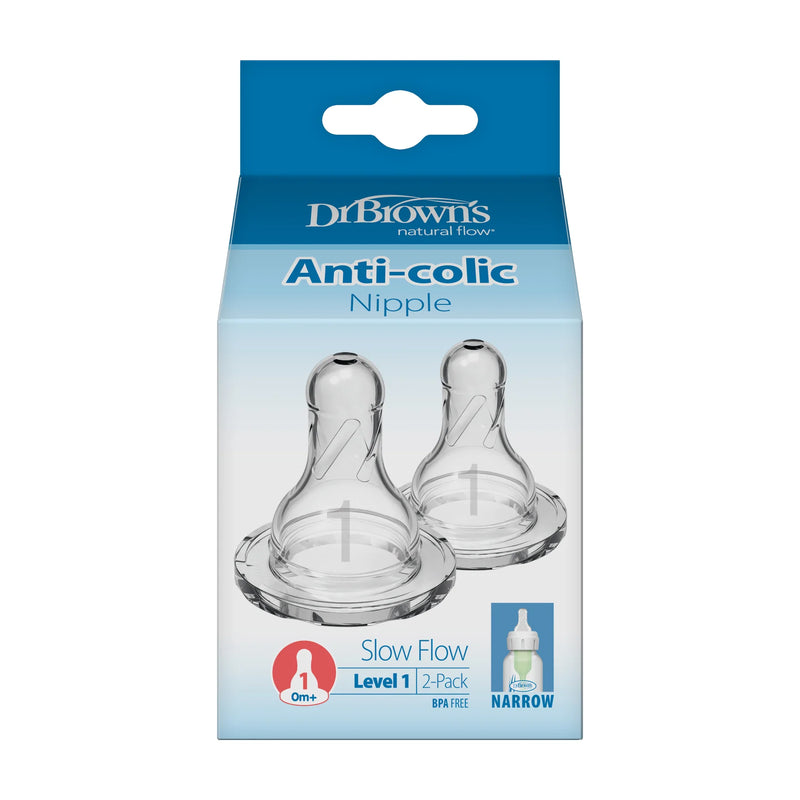 Dr Brown's - Level 1 Silicone Narrow Nipple, 2-Pack