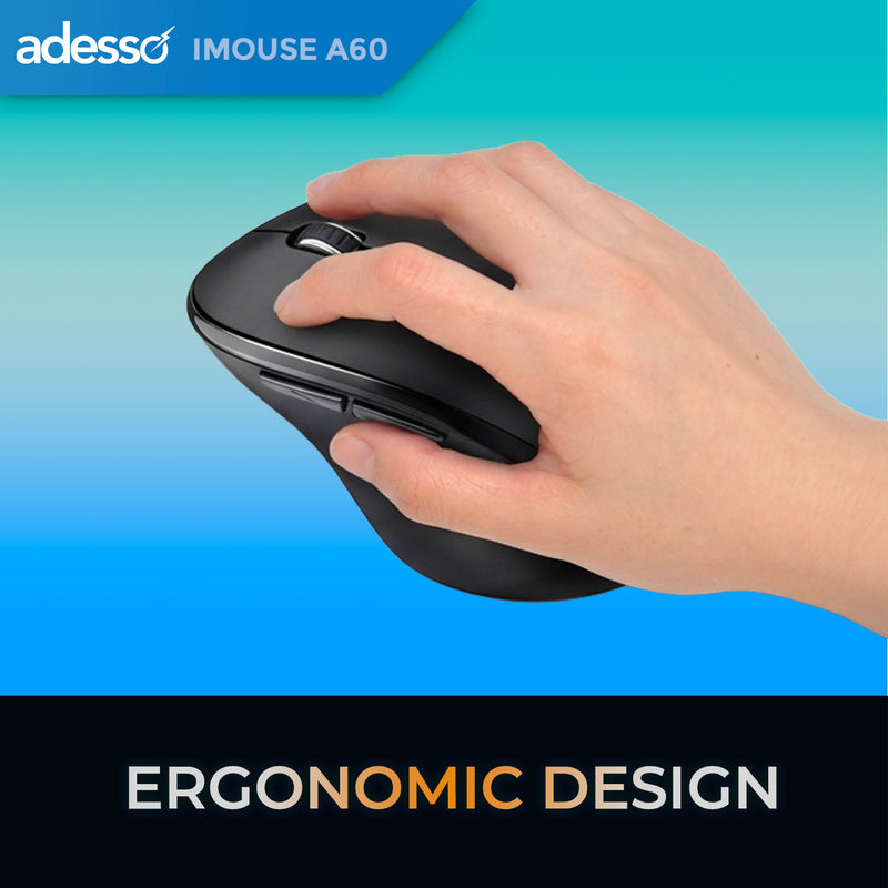 Adesso iMouse A60 Souris ergonomique sans fil Bluetooth/RF 2,4 GHz avec touche d'accès rapide Copilot AI