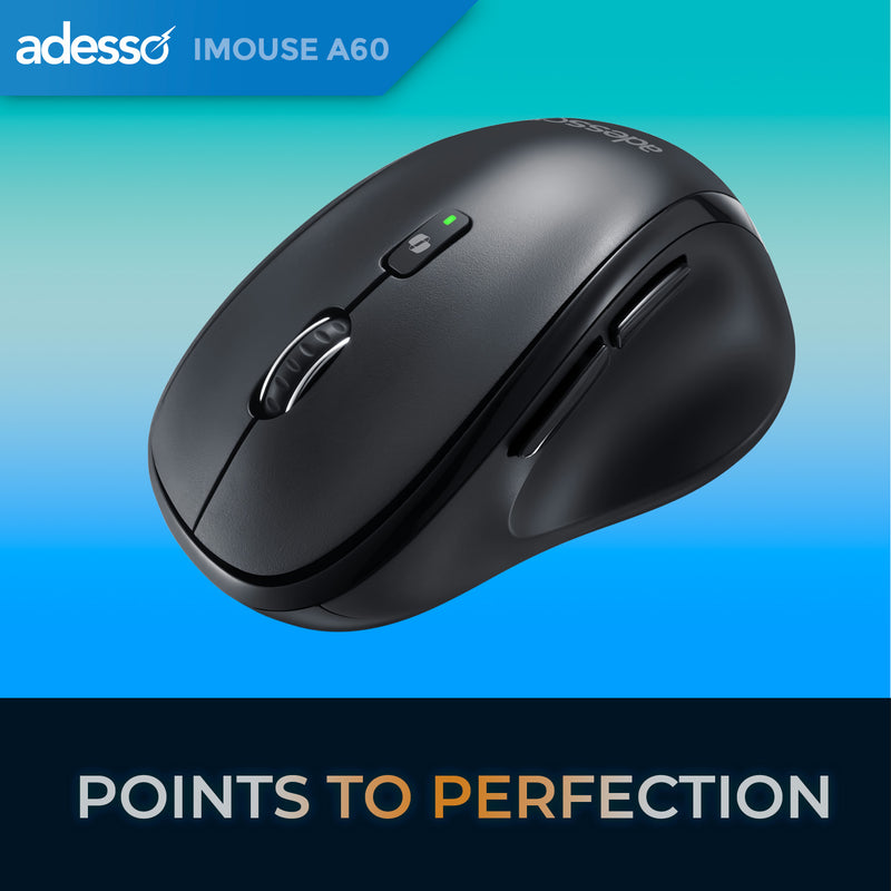 Adesso iMouse A60 Souris ergonomique sans fil Bluetooth/RF 2,4 GHz avec touche d'accès rapide Copilot AI