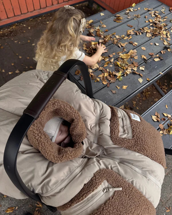 7AM - Car Seat Cocoon - Oat, Applique Cacao - 0-12M