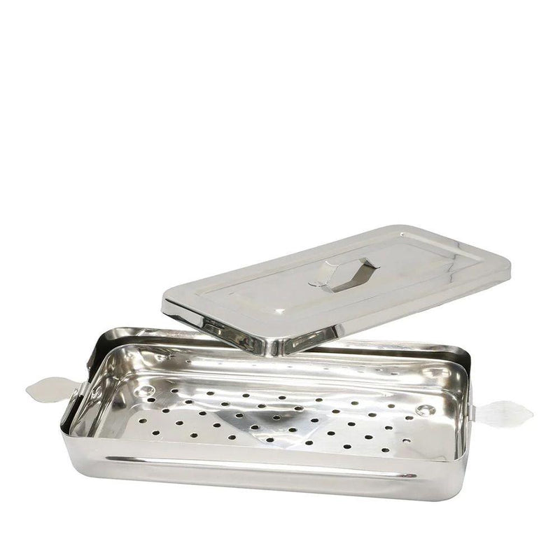 MBI stainless steel instrument soaking tray with drainer basket