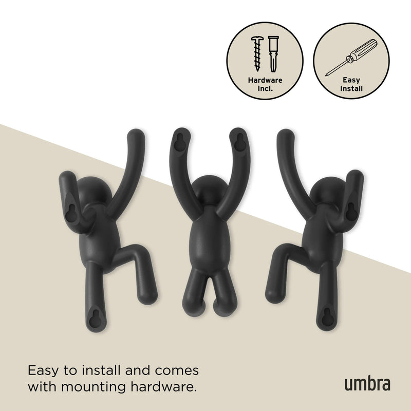UMBRA - Buddy Wall Hooks, Set of 3 · Modern Decorative Wall Hooks for Home Organization
