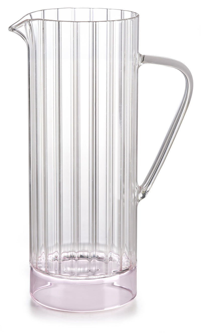 IVV - Quattronote - Clear borosilicate glass pleated carafe with pink base
