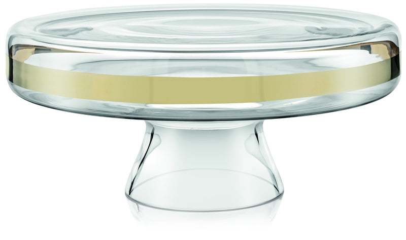 IVV - Avenue Gold - Footed cakestand in clear glass gold decoration