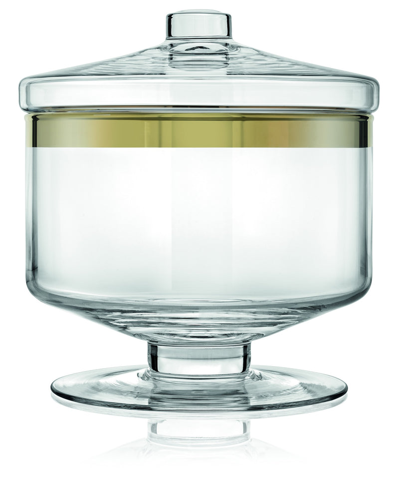 IVV - Avenue Gold - Jar with lid in clear glass with gold decorarion