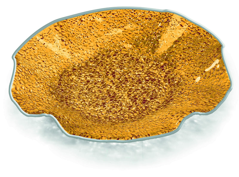 IVV - Lirica - Scalloped plate in gold decorated glass silver-plated