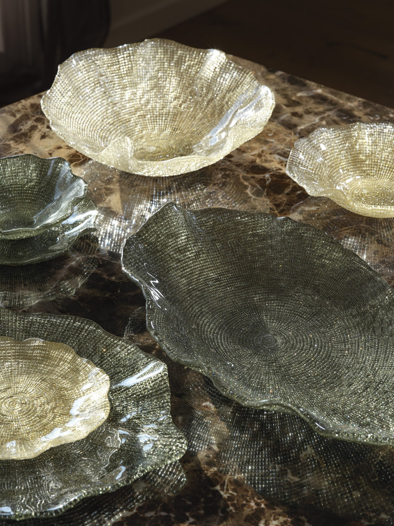 IVV - Folies - Plate in gold glitter decorated glass