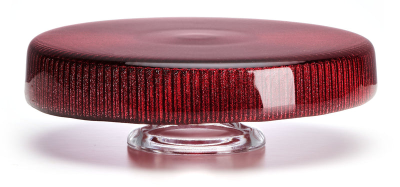 IVV - Noel - Scallopped glass cakestand red glitter decoration