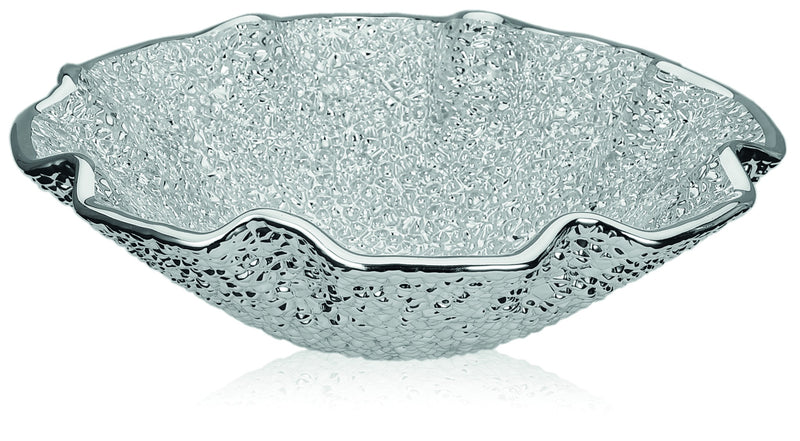 IVV - Lirica - Scalloped bowl in silver decorated glass silver-plated