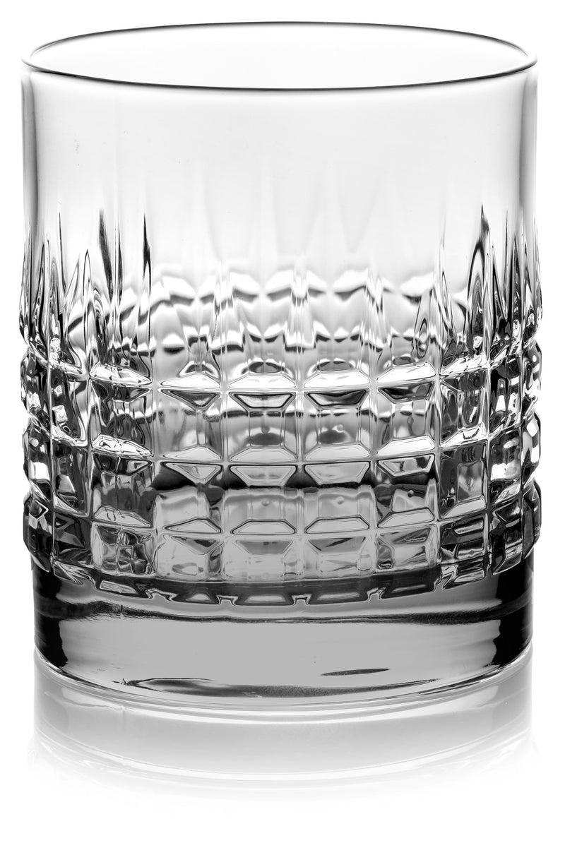 IVV - Shake & Stir - Set 4 bicchieri DOF ottica square in vetro decoro lustro grigio Set 4 DOF tumblers square pattern in grey luster decorated glass