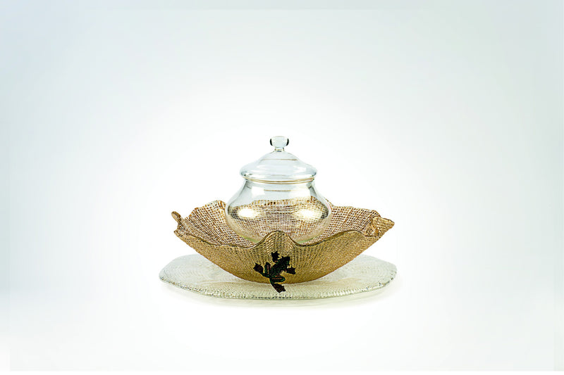 IVV - Folies - Plate in gold glitter decorated glass