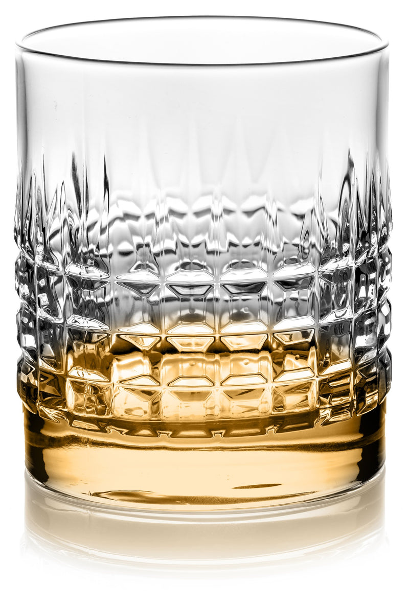 IVV - Shake & Stir - Set 4 bicchieri DOF ottica square in vetro decoro lustro ambra Set 4 DOF tumblers square pattern in amber luster decorated glass